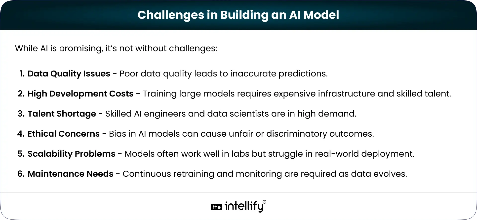 Challenges in AI model